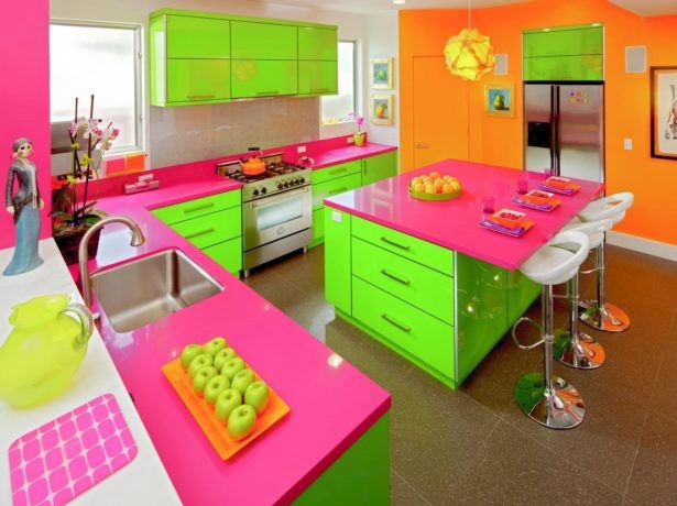 آشپزخانه هایی با رنگ های شاد